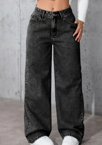 Kadın yaz modası geniş paça kot pantolon, sokak tarzı, uzun - 11