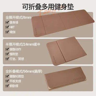 Foldable Thick Yoga Mat, Anti-Scratch, Solid Color - 4