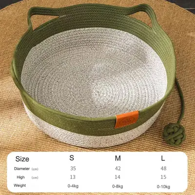 Her mevsim için rattan kedi yuvası, kışlık dokuma kedi malzemeleri, uyku matı, köpek kulübesi, evcil hayvan yatağı, güvenli yuva - 9