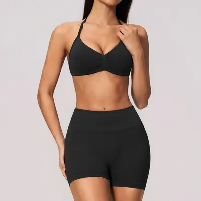 Lycra Seamless Yoga Set for Women Backless Halter Neck Quick-Dry 4535 - 7