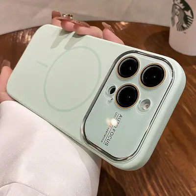 Büyük Pencereli iPhone 16 Pro Max Uyumlu Sıvı Silikon Manyetik Telefon Kılıfı - 8