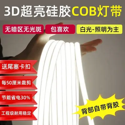LED Strip Light 220V Waterproof Self-Adhesive Ultra-Bright Soft Strip Light Home Living Room Ceiling Atmosphere RGB COB Outdoor Linear Light - 12