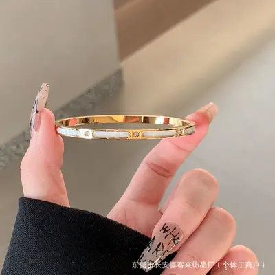 Perlmutt-Bambus-Armband, Titan-Stahl - 7