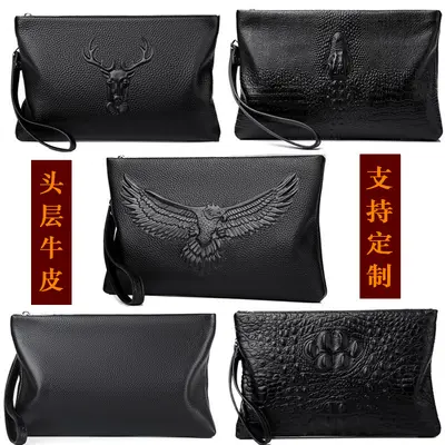 Men's Genuine Leather Clutch, Soft Leather, Large Capacity - 1