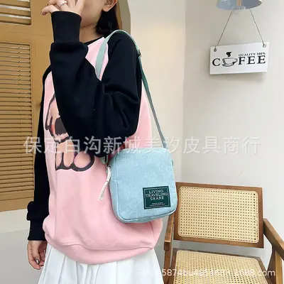 Corduroy Small Square Women's Shoulder Bag, Korean-Style Simple Crossbody - 10
