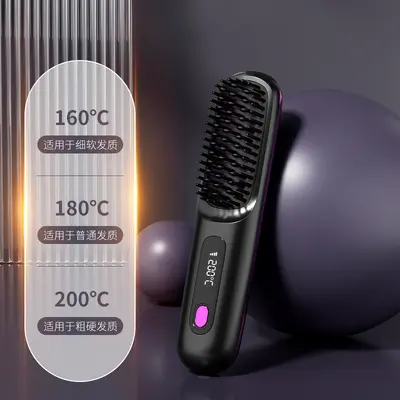 Sınır Ötesi Yeni Model LCD Kablosuz Saç Düzleştirici Şarj Edilebilir Seramik Elektronik Tarak MINI Düzleştirici Taşınabilir Saç Hasarı Yapmayan Tarak