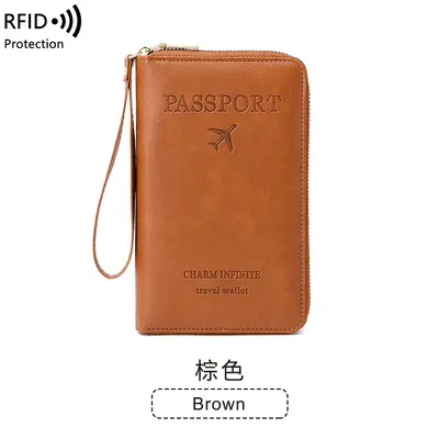 Cross-Border 2023 New RFID Long Passport Holder Ticket Storage Document Bag Multifunctional Travel Zipper Passport Bag - 7