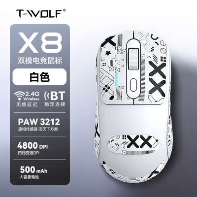 T-WOLF雷狼X8无线蓝牙鼠标双模游戏办公防滑贴纸鼠标狗屁王定制 - 8