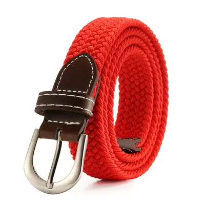 Solid Color Women's Canvas Belt, Thin Elastic Stretch Waistband - 7