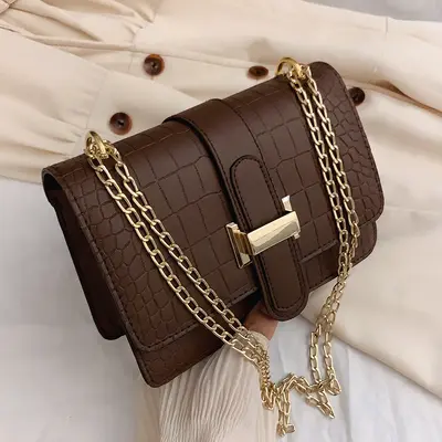 Women's Shoulder Bag, Stone Pattern PU Small Square Bag, Solid Color