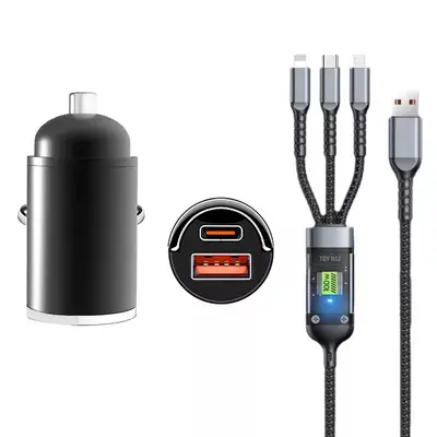 100W Autoladegerät 66W Superschnellladung PD30W Universelles unsichtbares Mini-Autoladegerät geeignet für Apple Android - 7