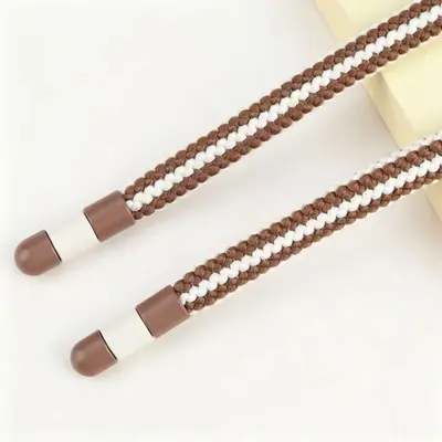 7mm Nylon Flat Drawstring Cord Set, Alloy Tips, 3 Pieces - 9
