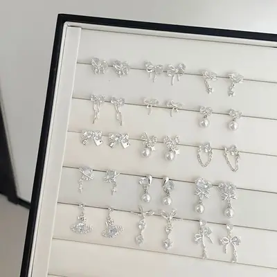 925 İğne Buz Şeffaf Yıldız Ay Kelebek Küpe Kadın Yaz Peri Tatlı Taze Mizaç Küpe Kulak Aksesuarı Tezgah Toptan
