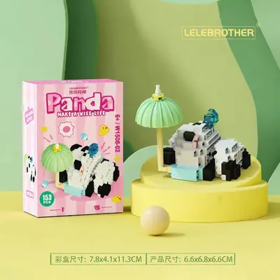 Kompatible Bausteine mit Kleiner-Panda-Figur, Blumenpuppe Dekoration - 9