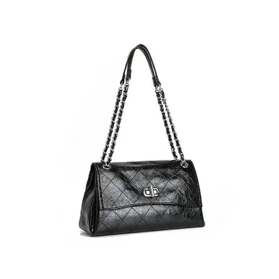 Women's Hourglass Bag with Chain Strap, Diamond Pattern, Shoulder and Crossbody - 3