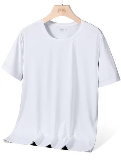 Ice Silk T-Shirt Short Sleeve Men Loose Running Top Half Sleeve Summer Solid Color Stretch Plus Size Tee Sports Quick-Dry Clothing