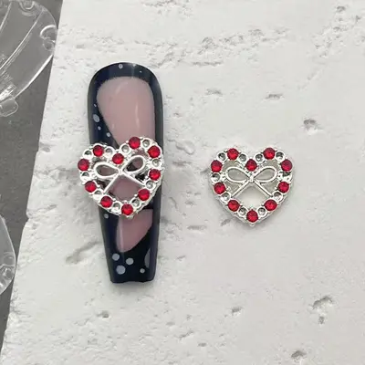 Three-Dimensional Diamond Peach Heart Alloy Nail Art Decoration - 11