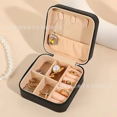 Schmuckbox Aufbewahrungsbox tragbar für Ohrstecker Ohrringe Armschmuck Halskette Ring kleine elegante Mini-Box Neumodell - 9