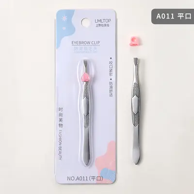 Paslanmaz çelik kaş cımbızı seti, eğik ve düz uçlu, A011 - 7