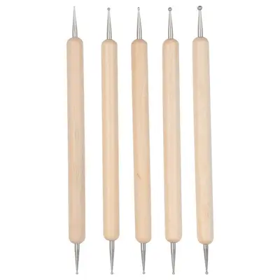Wooden Dotting Pen Set, 5 Pieces Double-Ended, for Acrylic Nail Art - 7