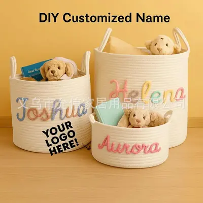 DIY Cotton Rope Storage Basket, Desktop Dirty Laundry Basket