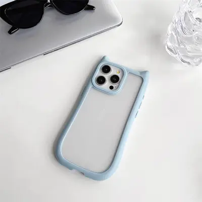 Apple 15, iPhone 14 Pro, 13 Pro ve 12 için uygun, şeffaf, kedi kulaklı, kişiselleştirilmiş, yaratıcı ve niş telefon kılıfı - 7