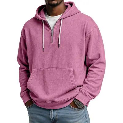 Men's Hooded Half-Zip Sweatshirt, Digital Print, Autumn 2025