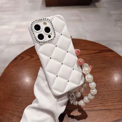 Elmas taşlı bileklikli, eşkenar dörtgen şeklinde şeffaf telefon kılıfı, iPhone 17 Pro Max/16/15/14/13/12/11 için uygun, yumuşak. - 2