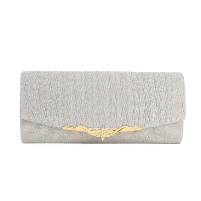 Women's Horizontal Rectangular Evening Bag with Crossbody Strap for Weddings - 5