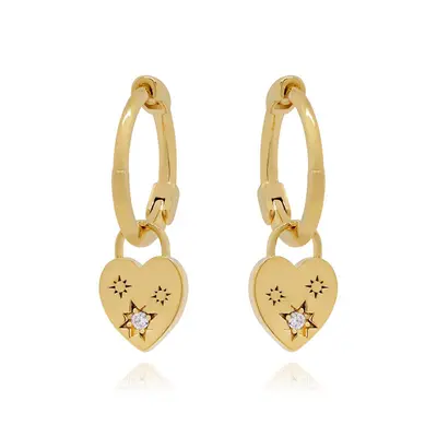 Zircon flower heart earring set, clip-on no piercing studs - 8