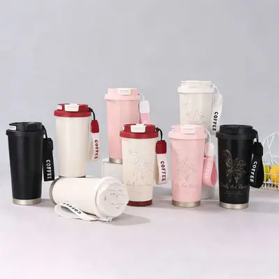 Edelstahl-Thermobecher 316 mit Streifen, Tragegriff und Temperaturanzeige - 4