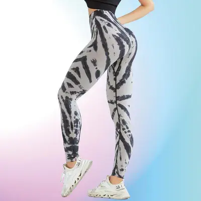 跨境扎染无缝瑜伽裤高腰提臀健身裤训练运动长裤女yoga leggings - 11