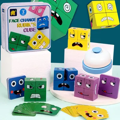 Children's Flip Face Wooden Magic Cube Educational Desktop Battle Game - 13