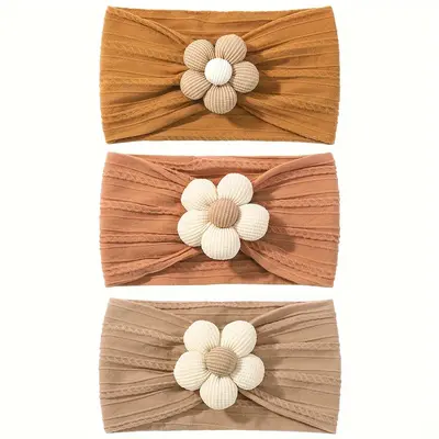Baby Headband Set, Soft Nylon, Flower Design