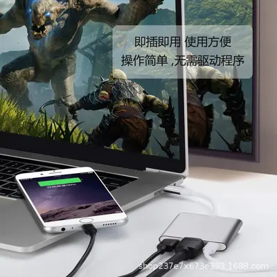 USB-C zu HDMI 3-in-1 Dockingstation 4K Laptop Handy-Bildschirmspiegelung USB-C to 3in1 Erweiterungsdock