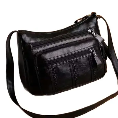 Soft Leather Crossbody Shoulder Bag for Middle-Aged Women - 5