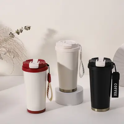 Çiçek Kahve Fincanı 316 Paslanmaz Çelik Termos Yeni Model Seramik İç Kaplama Yüksek Kaliteli Çift İçecek Bardağı Pipet Bardağı - 3