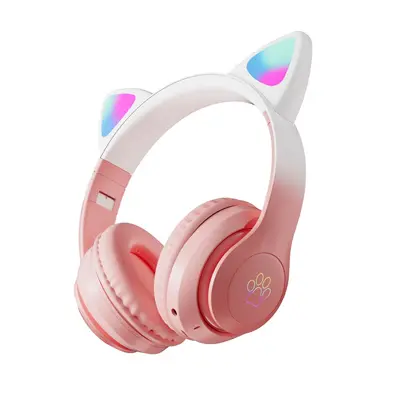 Cute Wireless Gradient Cat Ear Over-ear STN28PRO Bluetooth Headphones Trendy Shock Heavy Bass Gaming Headset