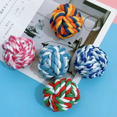 Dog Toy Ball, Cotton Rope Chew Ball in Large, Medium and Small