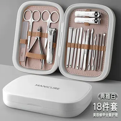 New stylish nail scissor set stainless steel eagle beak pliers manicure and pedicure blade set manicure tools 18-piece set - 8
