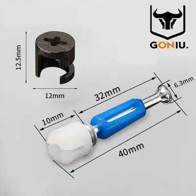12mm Wardrobe Cabinet Connector, 3-in-1, Quick-Install, Black Eccentric - 7