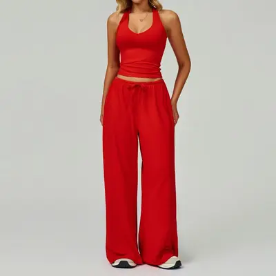 Women's Yoga Set, Quick-Dry Open-Back Tank and Leggings, Model 3058 - 7
