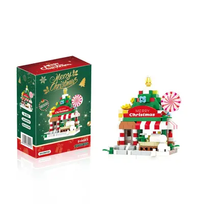 Çocuklar için Noel temalı mikro yapı taşı seti, Noel Baba, kardan adam ve ağaç ev - 7