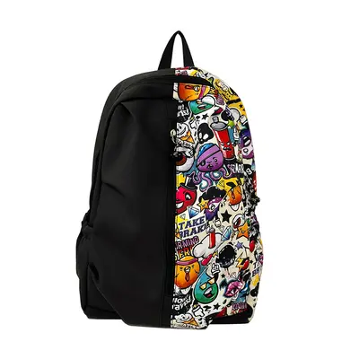 Boys' Graffiti Backpack, American Style Junior High Schoolbag - 7