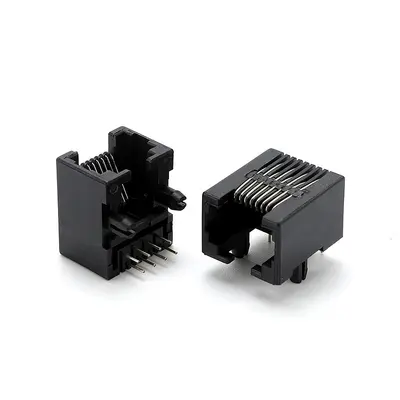 RJ45 8P8C Siyah Dikey Kristal Kafalı Ağ Konnektörü, Cat6 Uyumlu