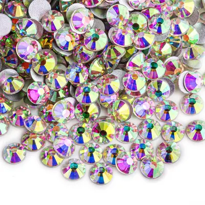 White Series Flat-Back Round Nail Art Rhinestones, Glass Imitation