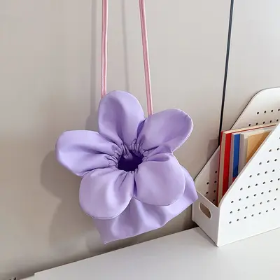 Girly Kalp Çiçek Çanta Ins Tarzı Tek Omuz Crossbody Kova Çanta Çift Taraflı Büyük Kapasiteli İşe Gidip Geliş Cep Telefonu İpli Çanta - 11