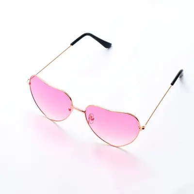 Heart-Shaped Retro Sunglasses, Metal Frame, Ocean Pattern Lenses, Party Glasses - 7