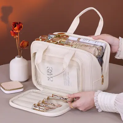 Compartmented Makeup Bag, Large Capacity, Portable Travel Cosmetic Bag - 4