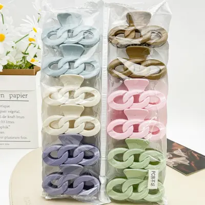 Hot selling Korean style lake chain ribbon large hair claw clip for bath and styling, fashionable back of head, factory approved. - 13